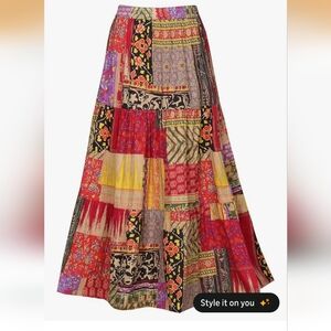 Reversibke Bohemian Patchwork Maxi Skirt